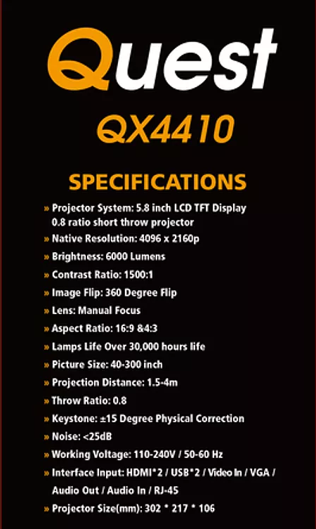 quest android smart projector qx4400