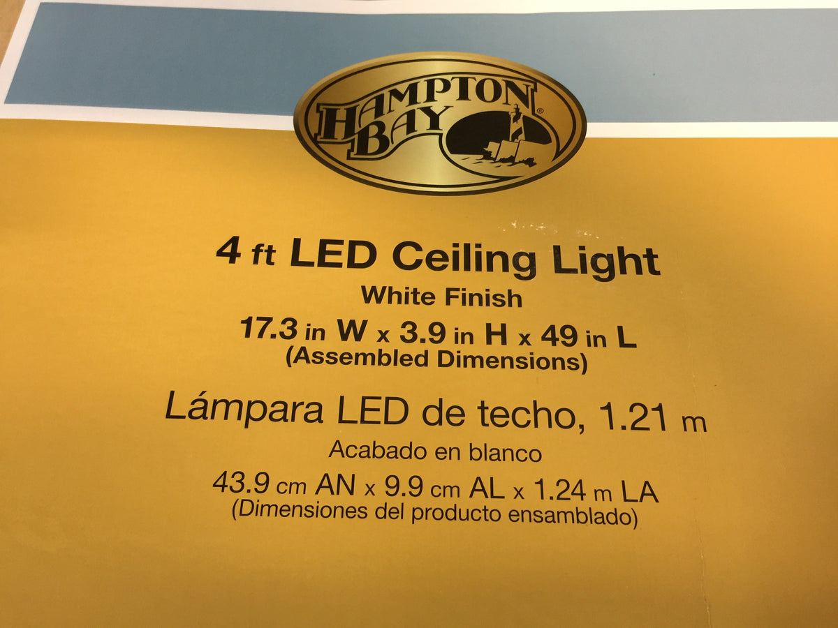 Hampton Bay 4ft x 1.5ft White Rectangular LED Flush Mount Puff