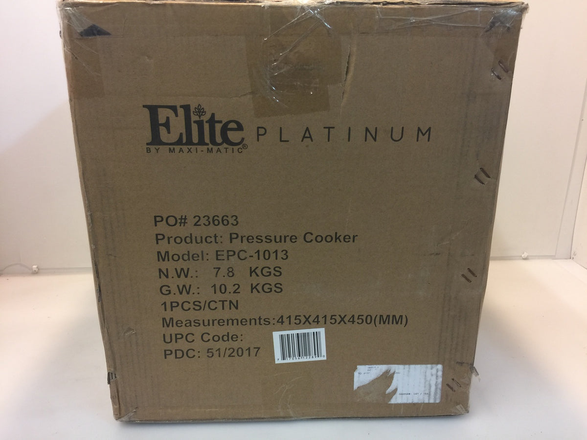 Best Buy: Elite Platinum 10-Quart Pressure Cooker Black/Stainless Steel  EPC-1013