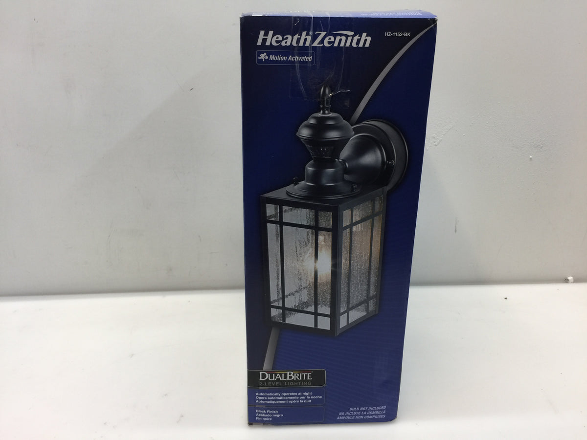 Heath Zenith 1-Light Black Motion Activated Outdoor Wall Lantern Sconc ...