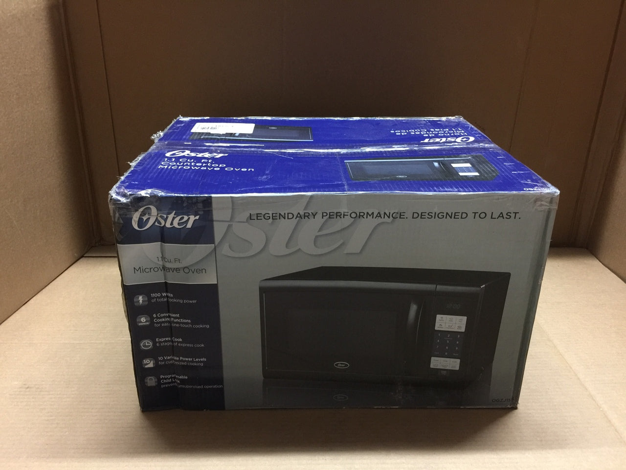 Oster OGZB1101 1.1 Cubic Feet 1100 Watt Digital Microwave Oven with 10  Adjustable Power Levels, Black (New Open Box)