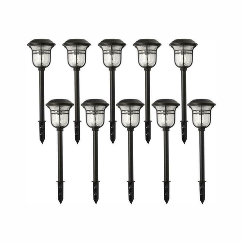 10-PK Hampton Bay Solar Powered Black LED 3000K Warm White Landscape Path Light