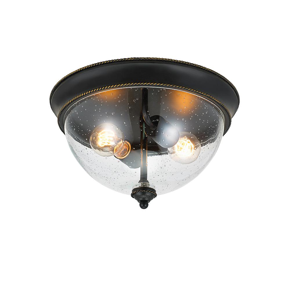 Hampton Bay 21093-000 2-Light 13 in. Bronze Flush Mount Ceiling Light 1003324683