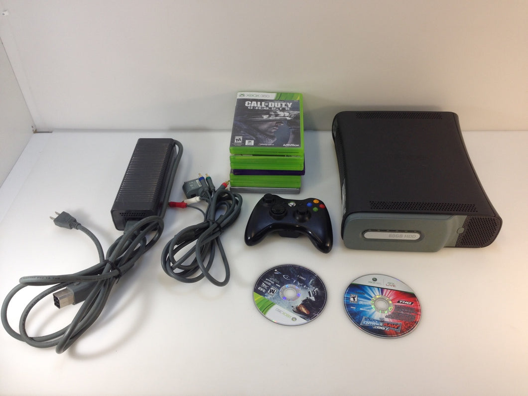 Xbox 360 Elite Black Console Bundle Controller Cable HDD 5 Video