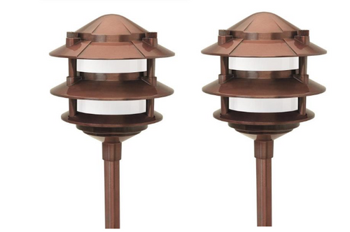 2-PK Paradise Incandescent Copper Landscape Aluminum 3-Tier Path Light GL22764CI