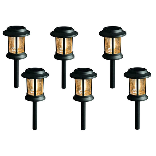 (6-PACK) Hampton Bay Solar Black LED Seedy Glass Landscape Pathway NXT-1610-09