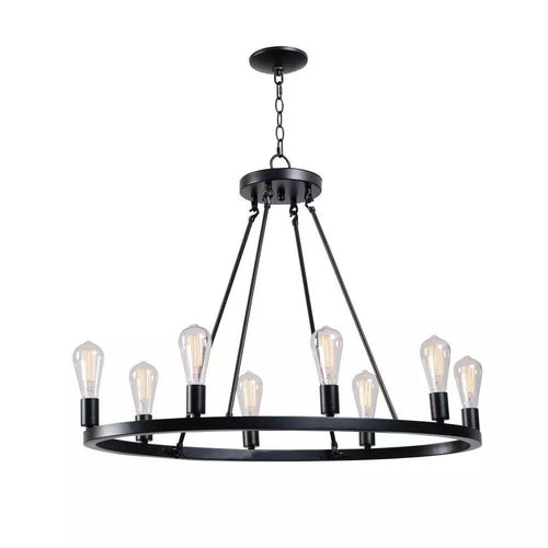 Hampton Bay Stratton 8-Light Black Wide Island Chandelier HDP00340