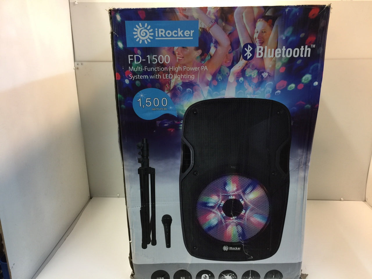 BriteLite iRocker FD1500 1500W Bluetooth Speaker with Mic, Stand NT