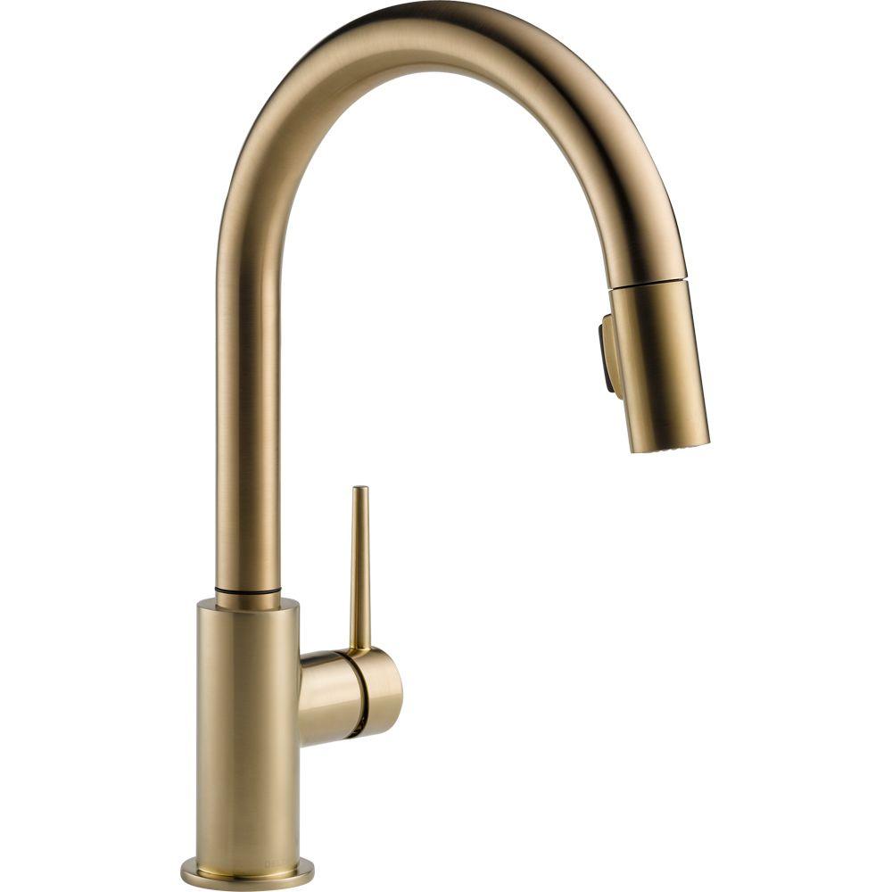 Delta 9159-CZ-DST Trinsic Pull-Down Sprayer Kitchen Faucet, Champagne Bronze