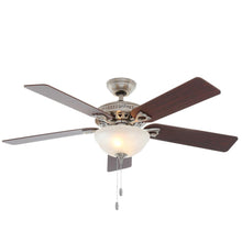 Load image into Gallery viewer, Hunter 53058 Astoria 52&quot; Indoor Brushed Nickel Ceiling Fan with Light Kit
