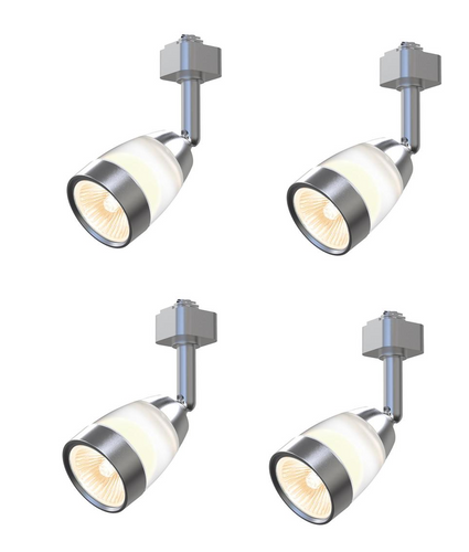 (4-PACK) Hampton Bay Frosted Middle Glass Brushed Nickel Track Light Head 804189