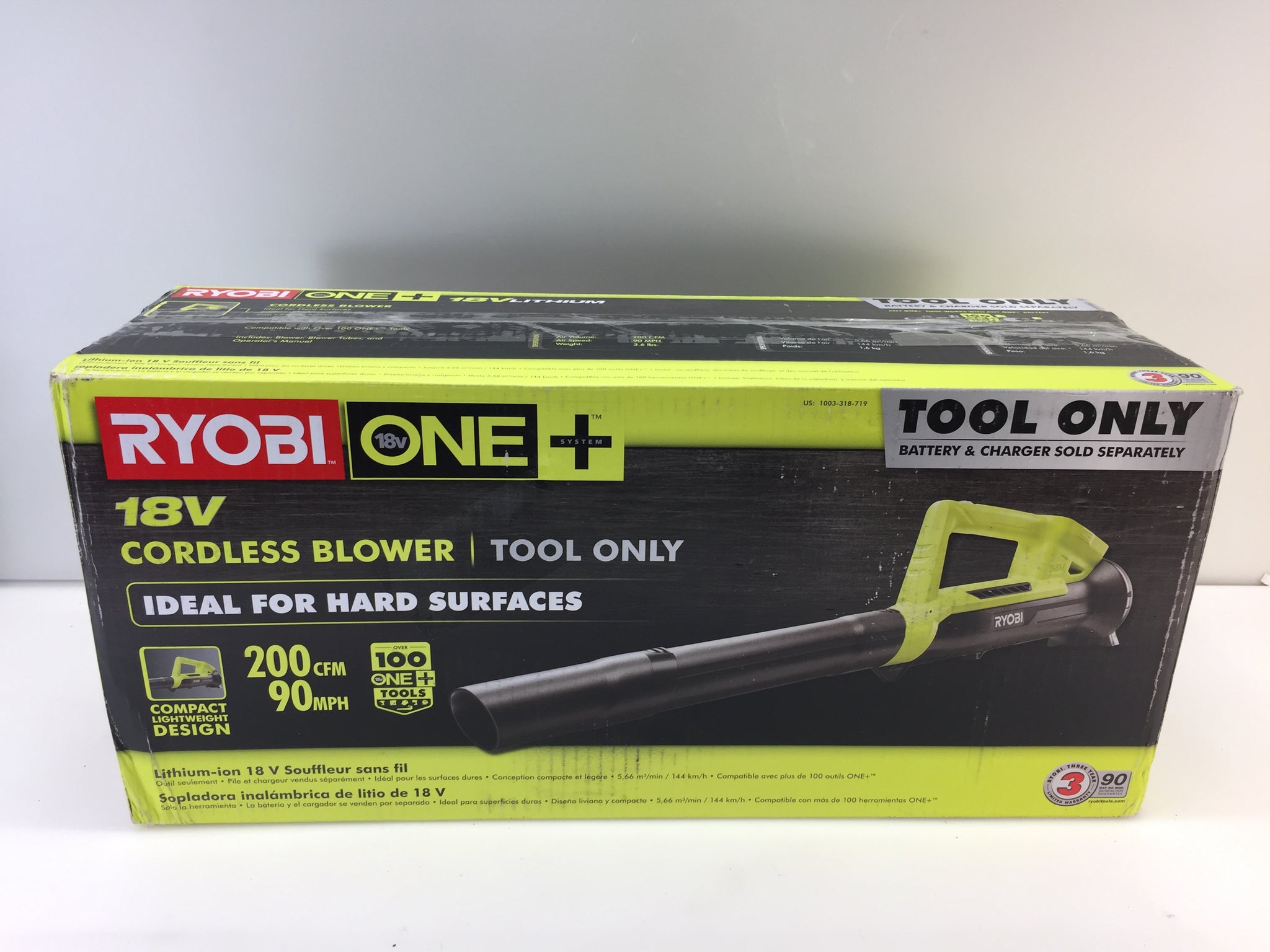 Ryobi ONE 90 MPH 200 CFM 18V Cordless Battery Leaf Blower