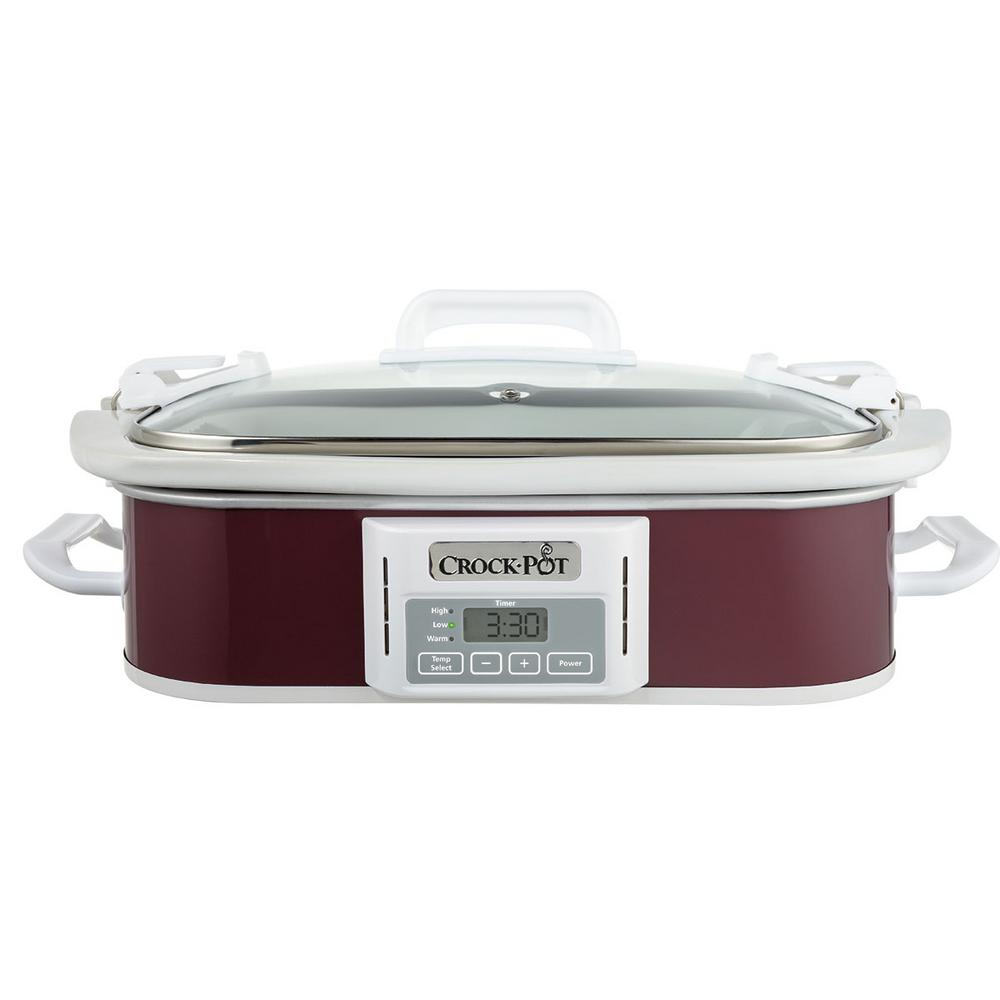  Crock-Pot Small 3.5 Quart Programmable Casserole Slow Cooker  with Timer, Food Warmer, Stainless Steel (SCCPCCP350-SS)