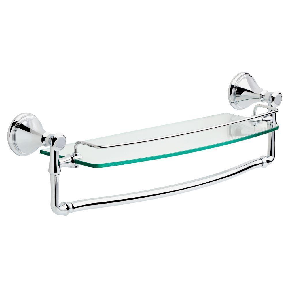 Delta 79710 Cassidy 18 in. Glass Bathroom Shelf with Towel Bar in Chrome