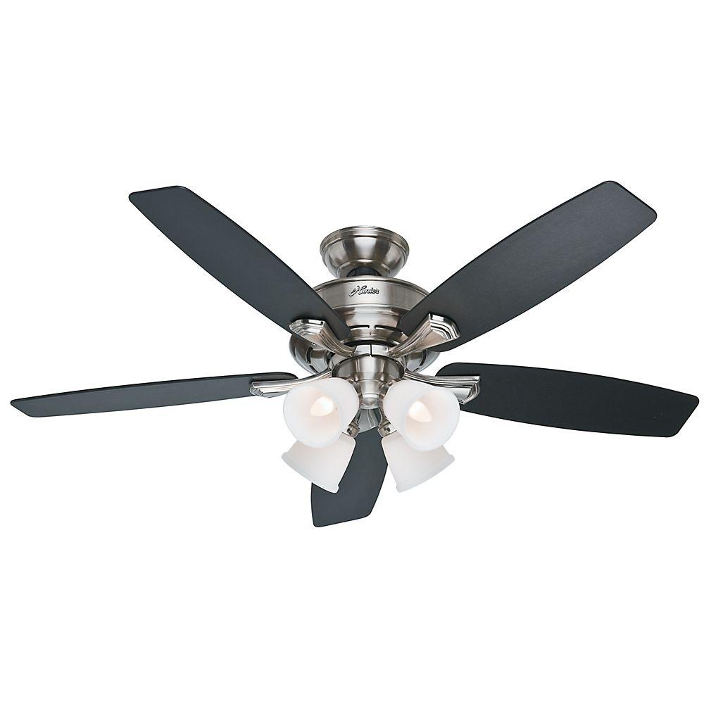 Hunter 52058 Belmor 52 in. Indoor Brushed Nickel Ceiling Fan with Light Kit